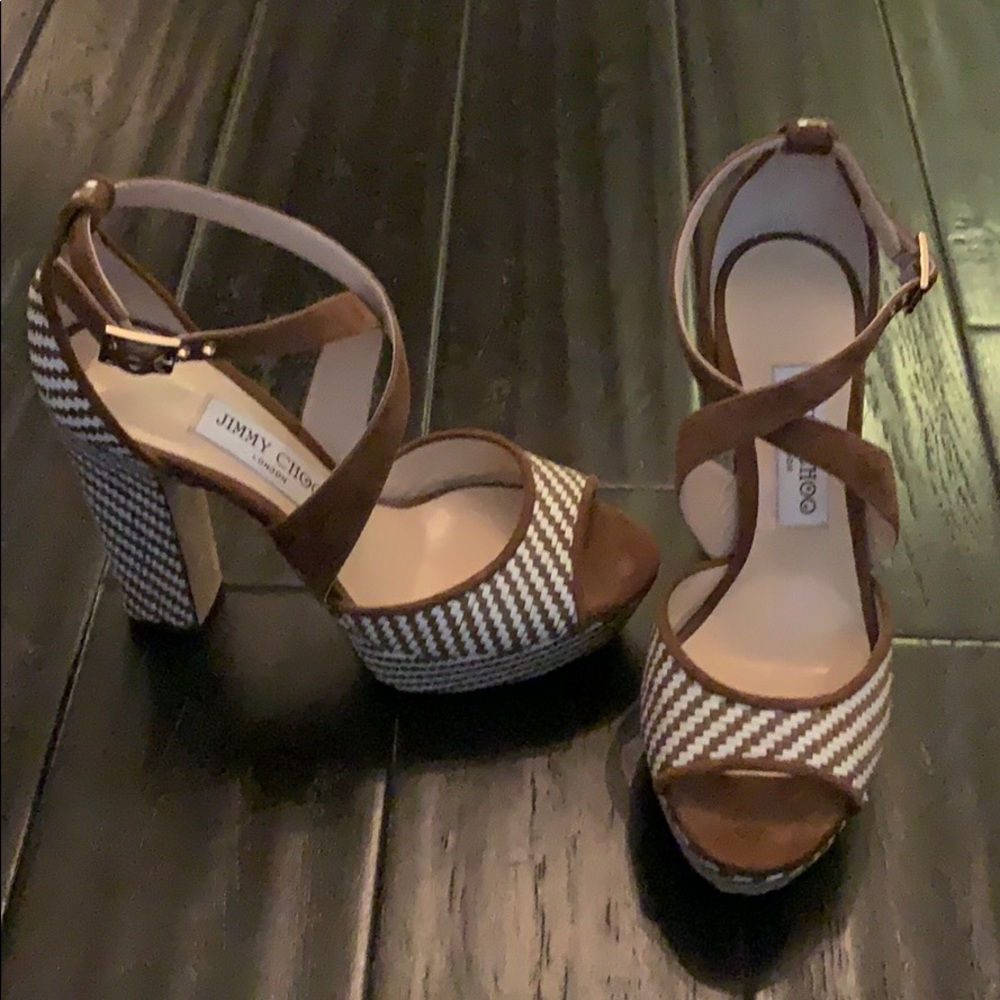 Jimmy Choo Platform woven heel Sz 37 BRAND NEW